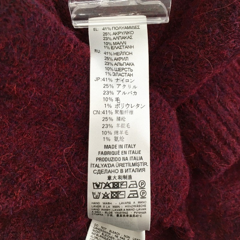 【13856】 新古品 DIESEL ディーゼル セーター サイズXXS ワインレッド ダメージ加工 クラッシュ アルパカ混 ゆるダボ レディース