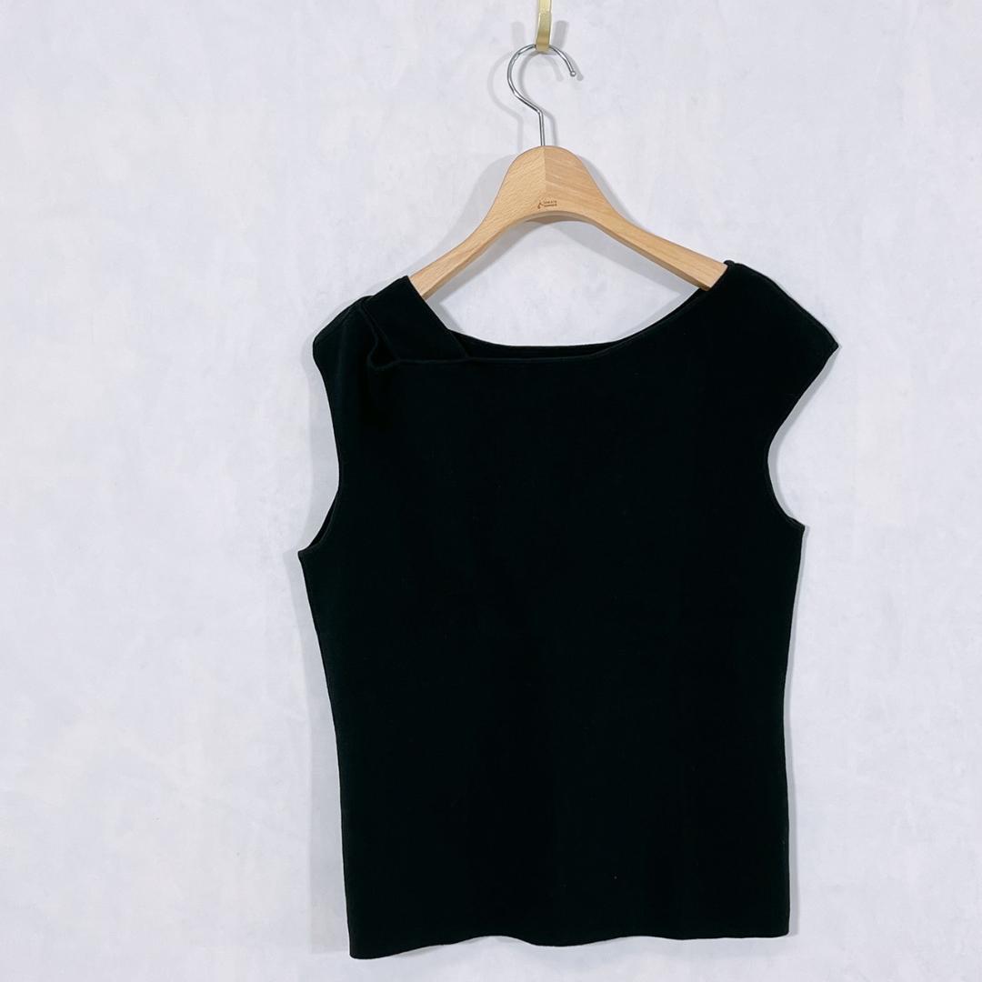 【13897】 EMMELREFINES エメルリファインズ Tシャツ 半袖 フリー ブラック 黒 シンプル おしゃれ カジュアル ノースリーブ