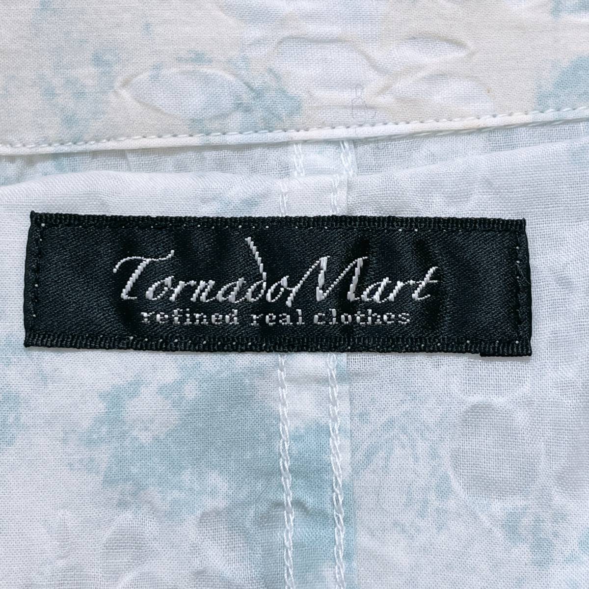 メンズL Tornado Mart ドレスシャツ ホワイト 白 ライトブルー 水色 訳アリ品 長袖 かっこいい トルネードマート 【14177】