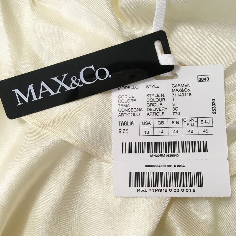 【14256】 新古品 MAX&Co. マックスアンドコー 長袖ブラウス サイズ46 / 約XL(LL) ベージュ ビスコース100% 無地 光沢 レディース