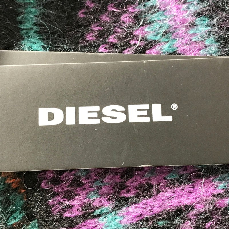 【14287】 新古品 DIESEL ディーゼル ニット サイズXS パープル カジュアル オシャレ 編み込み プルオーバー チェック フリンジ レディース