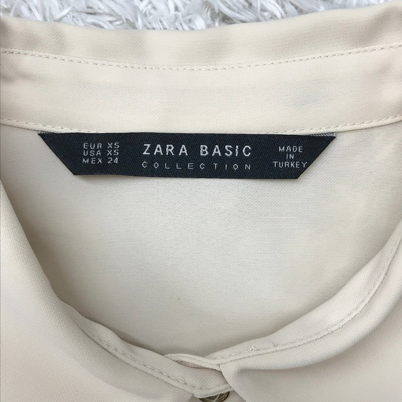 【14335】 ZARA BASIC ザラベーシック 長袖ブラウス サイズUSA XS / 約S ベージュ シンプル 無地 キレイめ オシャレ レディース