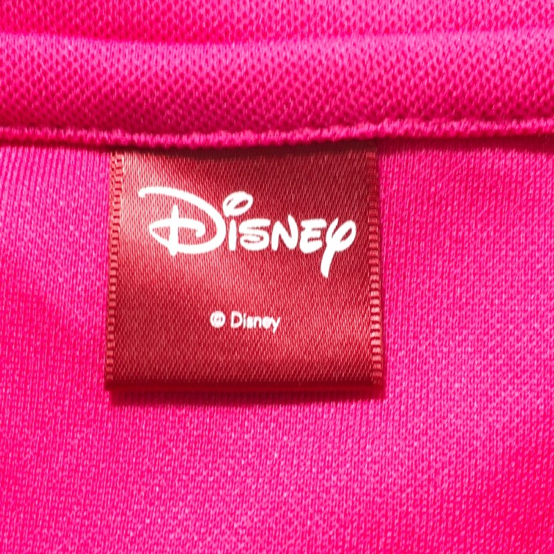 【14344】 Disney ディズニー 半袖シャツ サイズM ピンク カジュアル フロントボタン 胸元ロゴ入り 可愛い 袖ボーダー レディース
