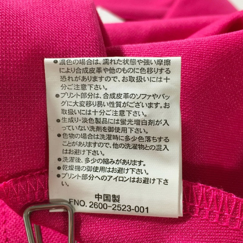 【14344】 Disney ディズニー 半袖シャツ サイズM ピンク カジュアル フロントボタン 胸元ロゴ入り 可愛い 袖ボーダー レディース