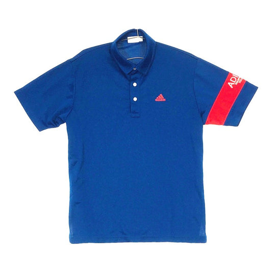 【14371】 adidas アディダス ポロシャツ M ブルー ゴルフウェア スポーティー ラフ 運動用 半袖 メンズ ゴルフ