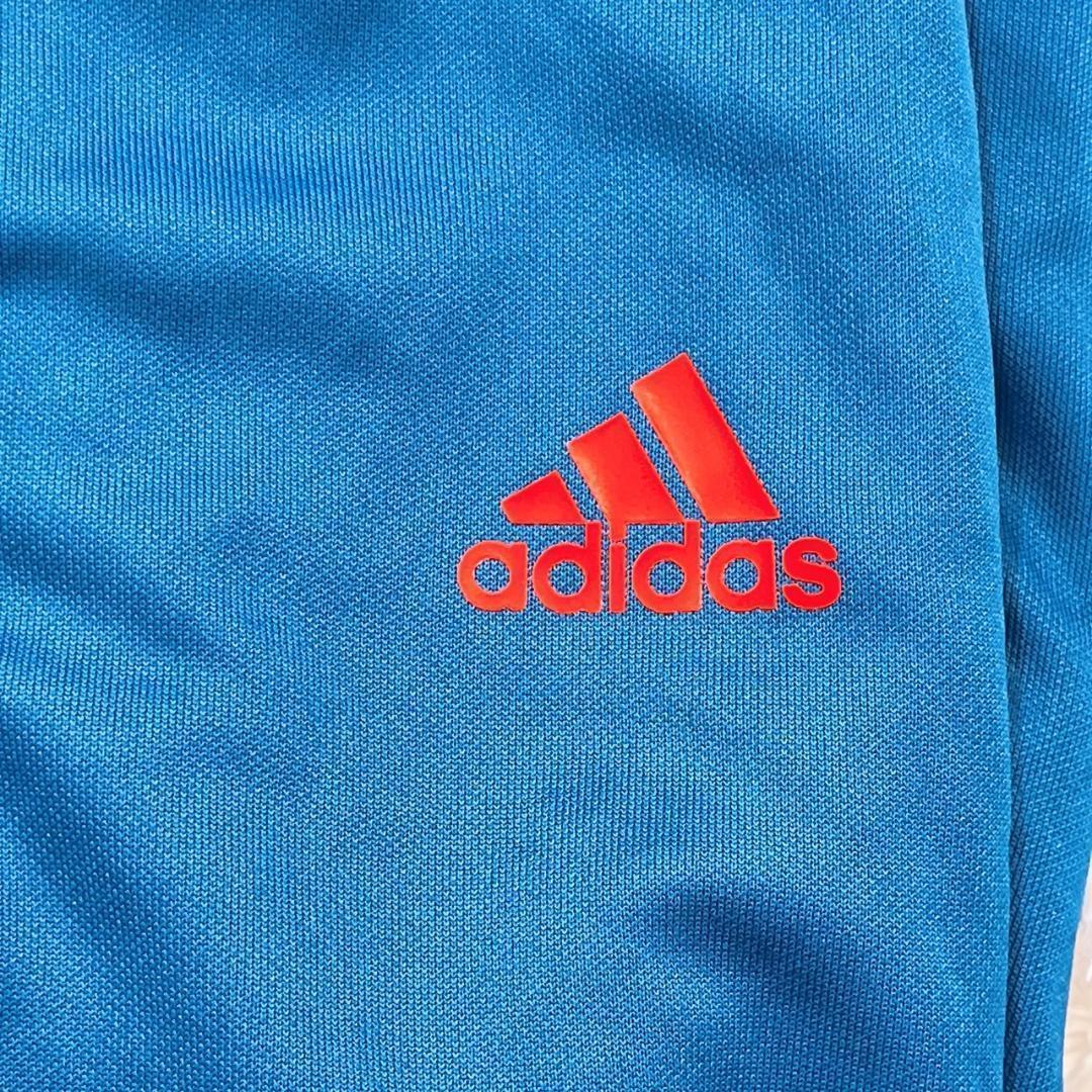 【14371】 adidas アディダス ポロシャツ M ブルー ゴルフウェア スポーティー ラフ 運動用 半袖 メンズ ゴルフ