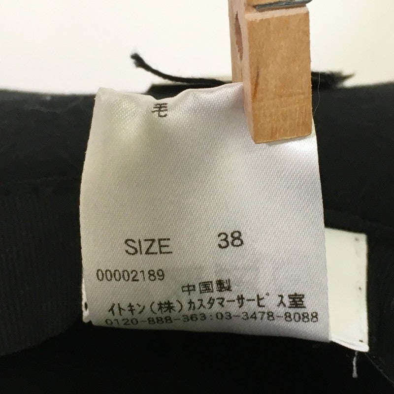 【14422】 新古品 ELLE エル ハット 帽子 サイズ38 / 約M ブラック 毛100% カッコいい オシャレ スタイリッシュ レディース 定価5490円