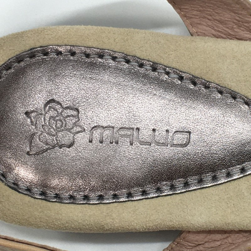 【14455】 新古品 MALUO マルオ サンダル 靴 サイズ24.0 ピンクベージュ 足首ベルト ペタンコサンダル フェミニン レディース 定価20000円
