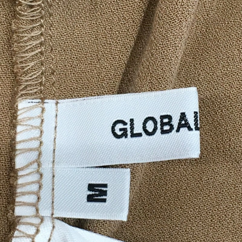 【14510】 新古品 GLOBAL WORK グローバルワーク 七分袖ブラウス サイズM ブラウン フレアスリーブ 刺繍 タックギャザー レディース