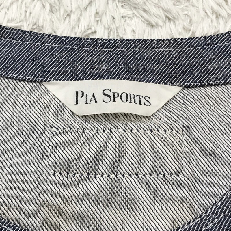 【14550】 PIA SPORTS ピアスポーツ ベスト サイズ3 / 約L グレー ジレ 機能性ポケット クルーネック カジュアル コットンツイル メンズ