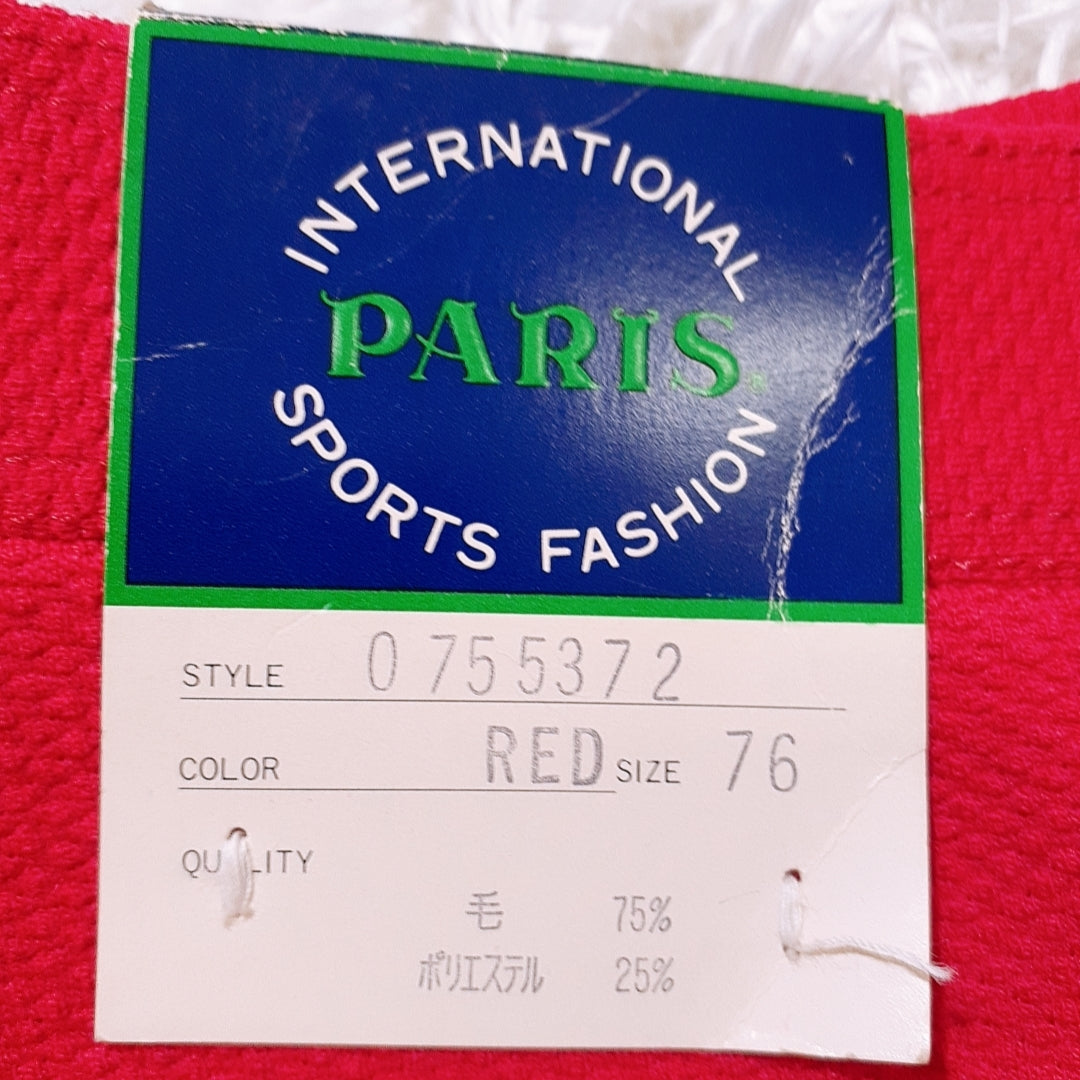 新品 メンズM 76 PARIS ボトムス レッド 赤色 タグ付き スラックス スポーツウェア シンプル パリス 【14559】