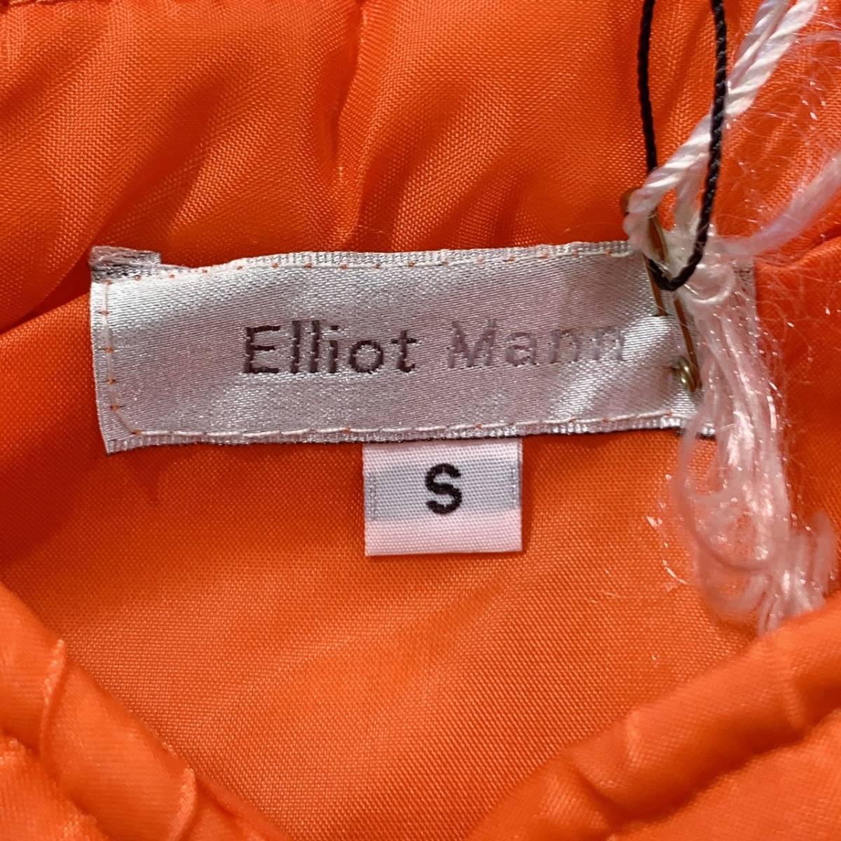 【14906】 新品未使用 Elliot Mann エリオットマン ダウンベスト S オレンジ 背面糸刺繍 カジュアル アメリカ製