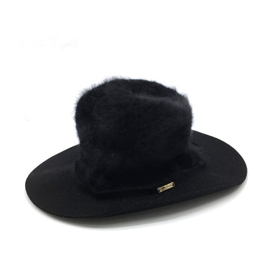新古品 レディースF SUPERDUPER 帽子 ブラック 黒 未使用 タグ付き イタリア製 ふわふわ おしゃれ クール スーパードゥーパー 【14924】