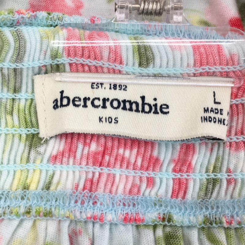 【15054】 新古品 ABERCROMBIE アバクロンビー キャミソール サイズL ブルー 後ろゴム 肩紐 花柄 可愛い オシャレ ウエストゴム キッズ