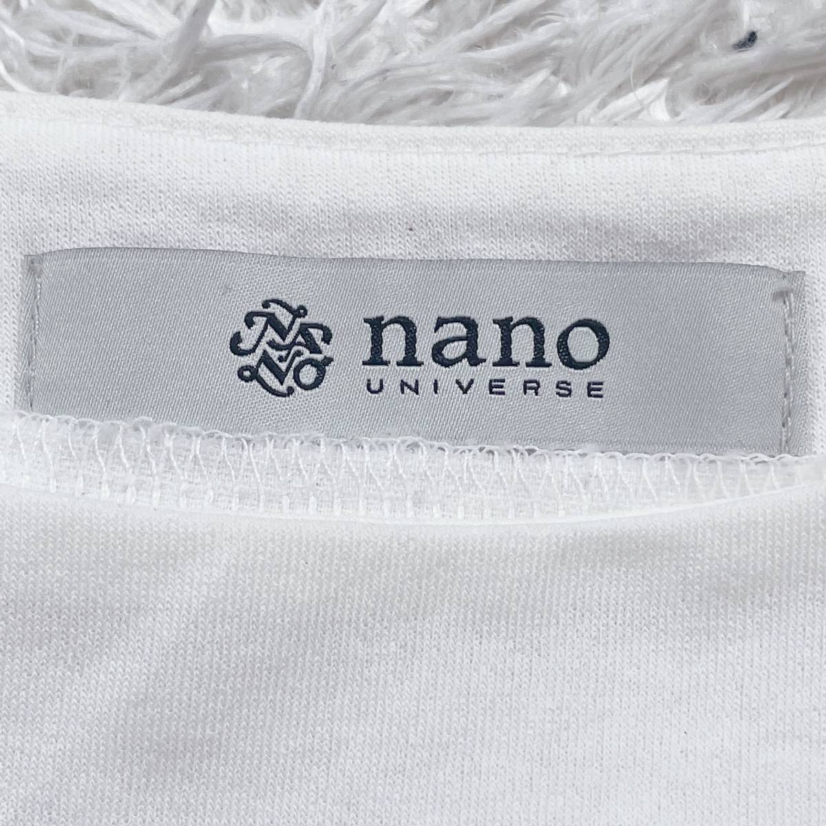 レディースF M~L nano UNIVERSE トップス ホワイト B品 ブラウス 薄手 シンプル 無地 オフィスカジュアル ナノ・ユニバース【15198】