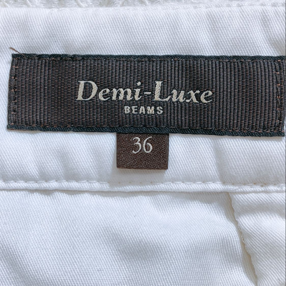 レディースS 36 Demi-Luxe スカート 無地 シンプル カジュアル 白 ホワイト ポリエステル コットン ミニスカート デミルクス 【15203】