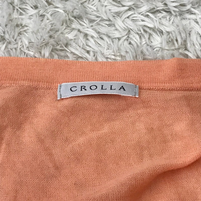 【15220】 CROLLA クローラ カーディガン オレンジ サイズM相当 Vネック ボタンダウン 薄手 可愛い 羽織り パステルカラー レディース