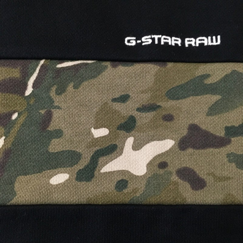 【15351】 新古品 G-STAR RAW ジースターロゥ スウェット トレーナー サイズXS ブラック トレーナー ロゴ刺繍 カモフラージュ柄 メンズ