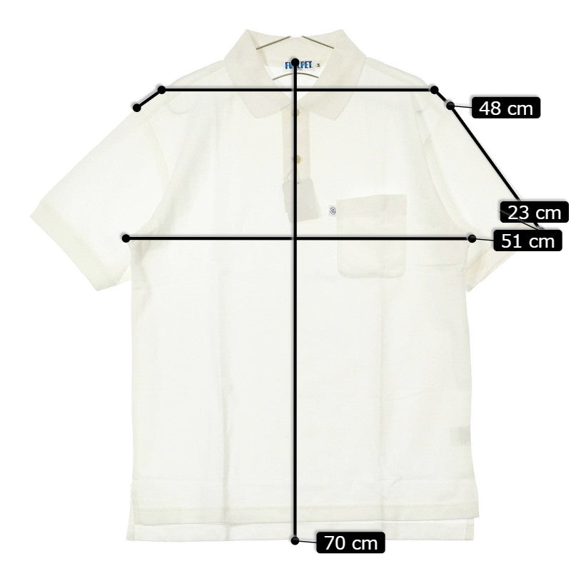 【15575】 新古品 FULLPET フルペット ポロシャツ カットソー サイズM ホワイト カジュアル 無地 シンプル ポケット フロントボタン メンズ