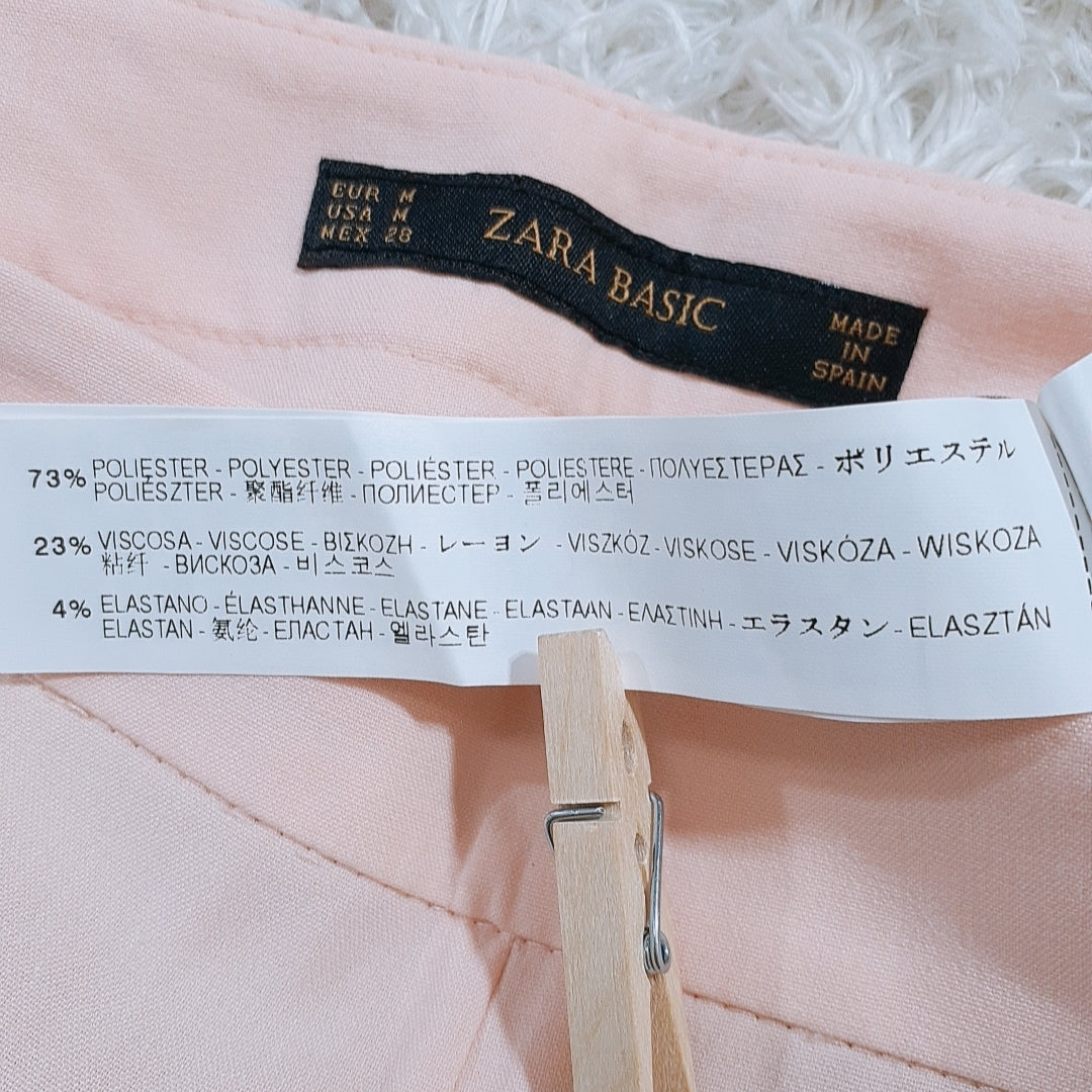 レディースM ZARABASIC ボトムス ベビーピンク 薄ピンク パンツ シンプル スラックス ザラベーシック 【15699】