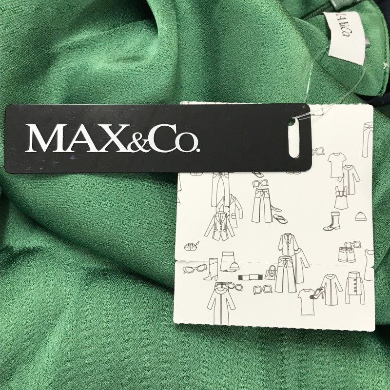 【15794】 新古品 MAX&Co. マックスアンドコー ロングワンピース サイズ40 / 約L グリーン ノースリーブ リボン オシャレ  レディース