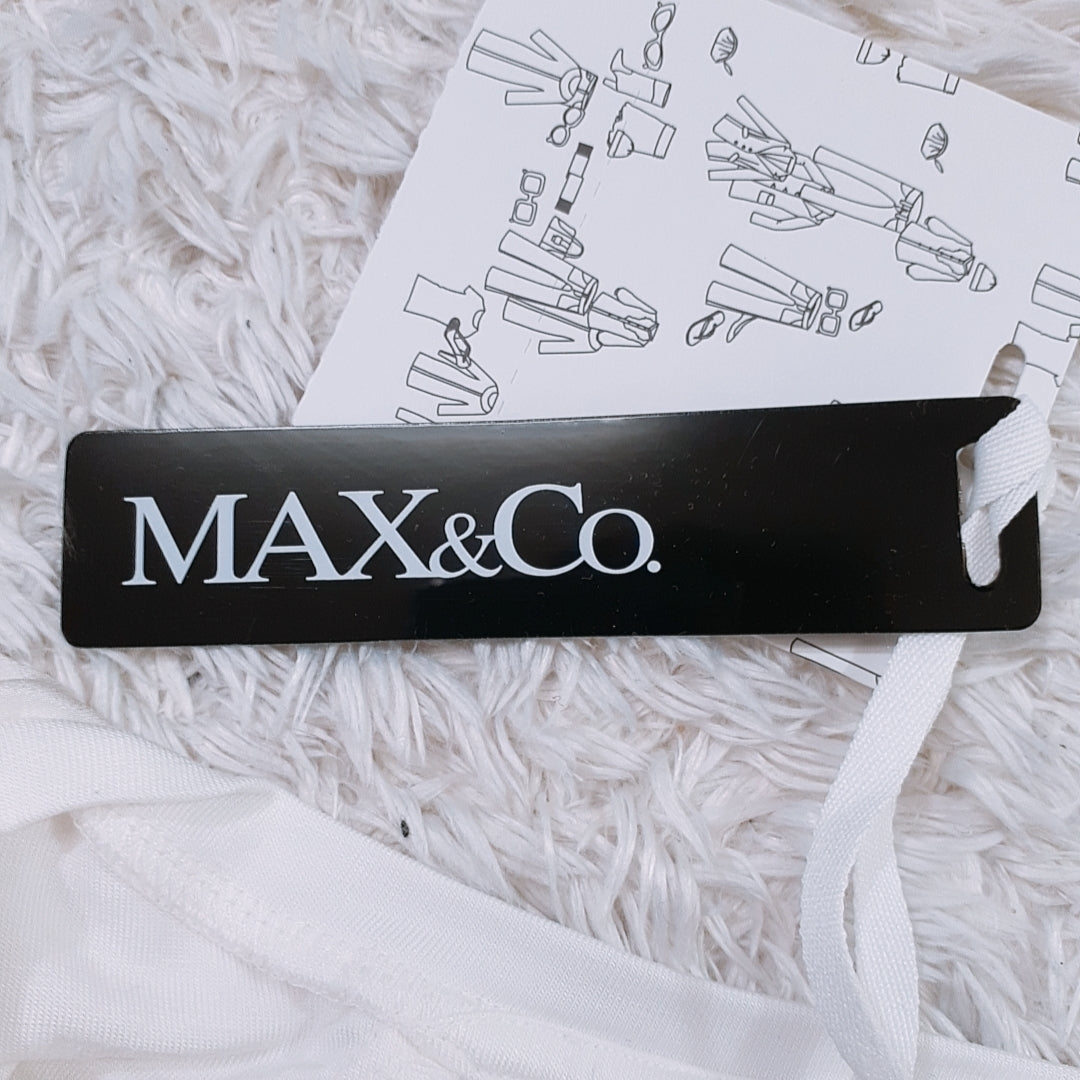 レディースXL MAX＆CO トップス ホワイト 白色 半袖チュニック タグ付き シンプル マックスアンドコー 【15878】