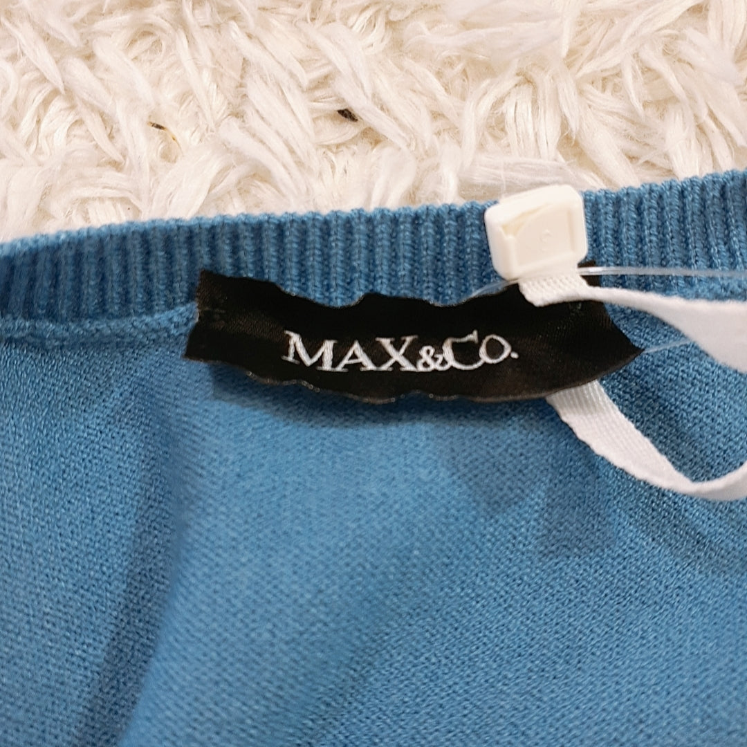 新品 レディースXS MAX＆CO トップス ブルー 青色 裾フリル 長袖ニット クロップド丈 タグ付き マックスアンドコー【15895】