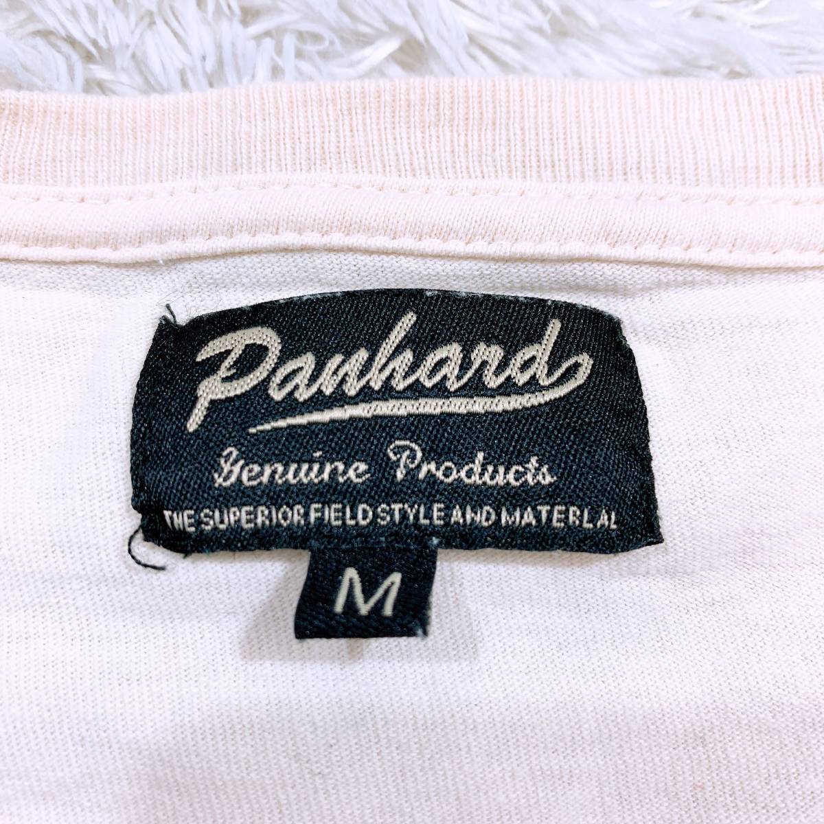 【16043】 良品 Panhard パンハード 長袖Tシャツ カットソー アイボリー M プリントシャツ Vネック 薄手 メンズ