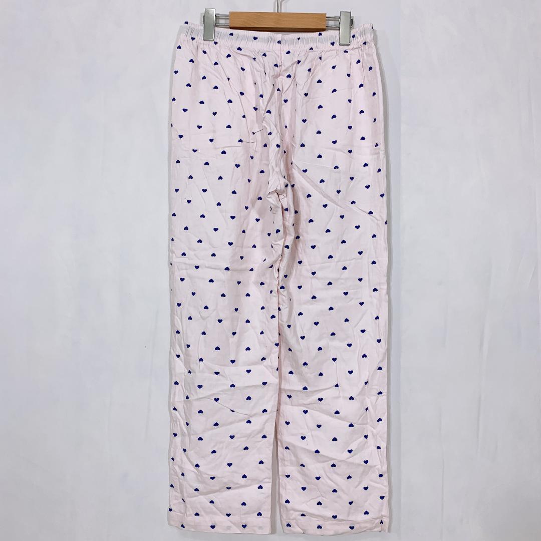【16188】 美品 GU ジーユー ルームウェア パジャマ パンツ ゆったりパンツ ピンク ハート柄 M ウエストゴムあり 部屋着