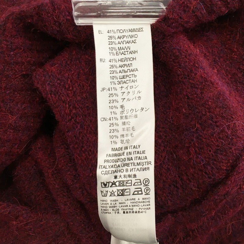 【16195】 新古品 DIESEL ディーゼル セーター サイズXXS ワインレッド グランジ ダメージ加工 ベルト チャーム メダル レディース