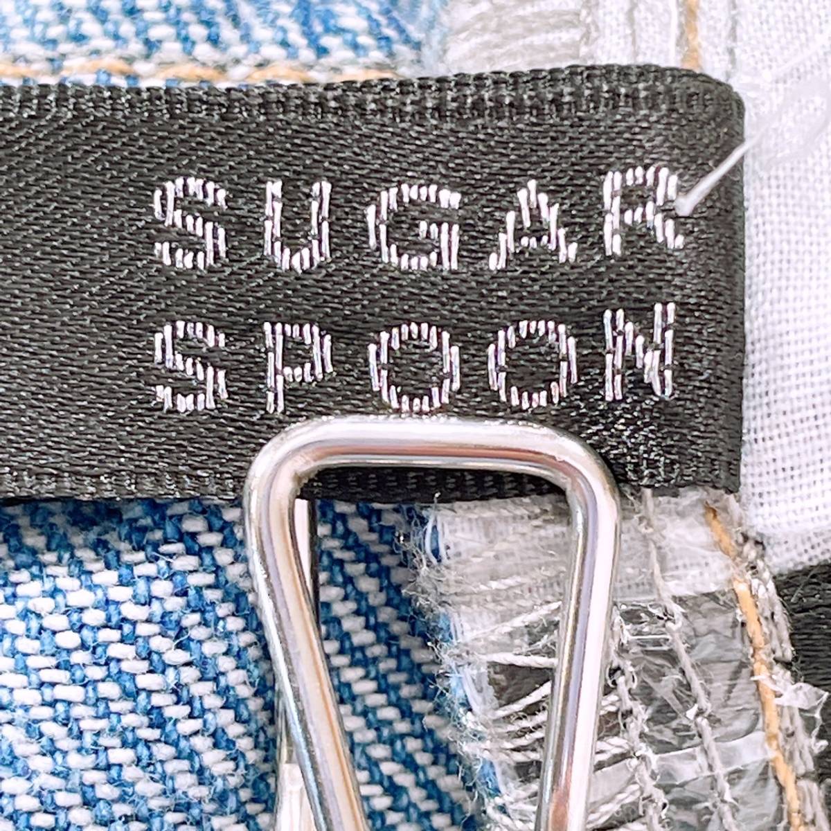 【16506】 Sugar spoon シュガースプーン ボトムス ジーンズ ジーパン ポケットあり ファスナー ウエストゴム入り ブルー系 デニム FREE
