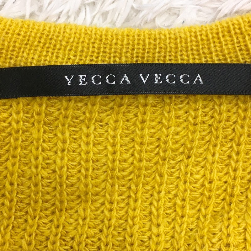 【16595】 新古品 YECCA VECCA イェッカヴェッカ ニット サイズF イエロー Vネック シンプル 無地 あたたかい レディース 定価6990円