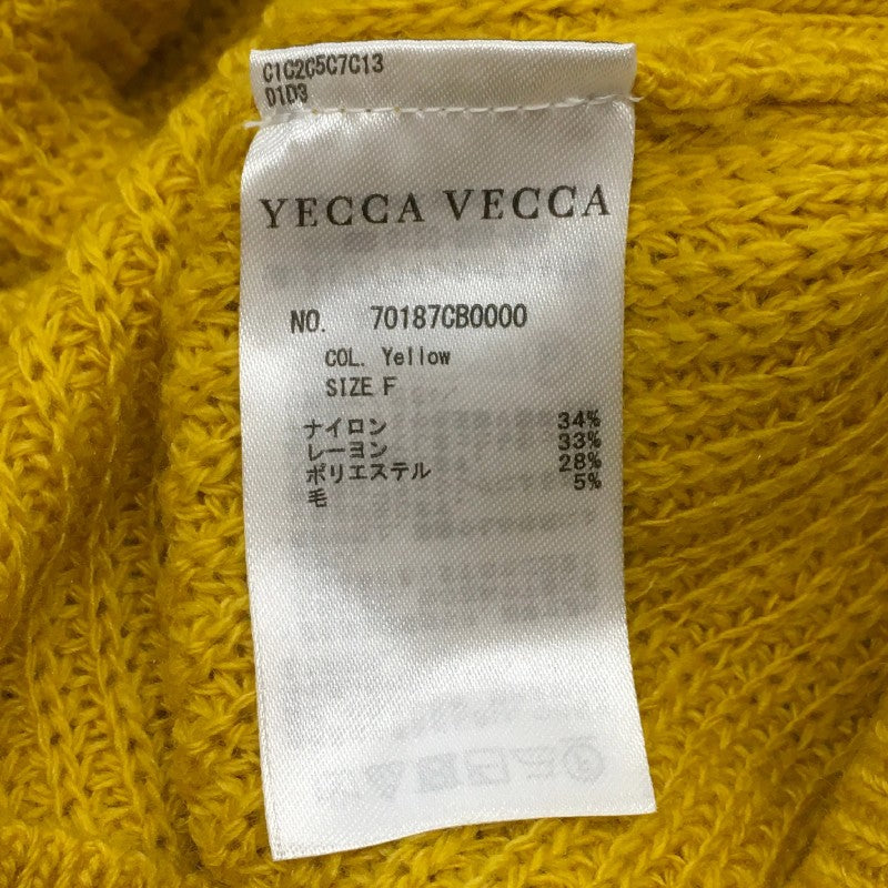 【16595】 新古品 YECCA VECCA イェッカヴェッカ ニット サイズF イエロー Vネック シンプル 無地 あたたかい レディース 定価6990円