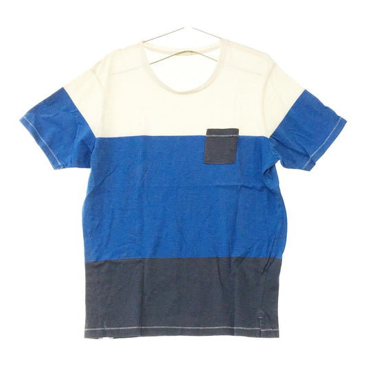 【16621】 GU ジーユー 半袖 Tシャツ カットソー グラデーションボーダー ホワイト ブルー ネイビー M 薄手 メンズ