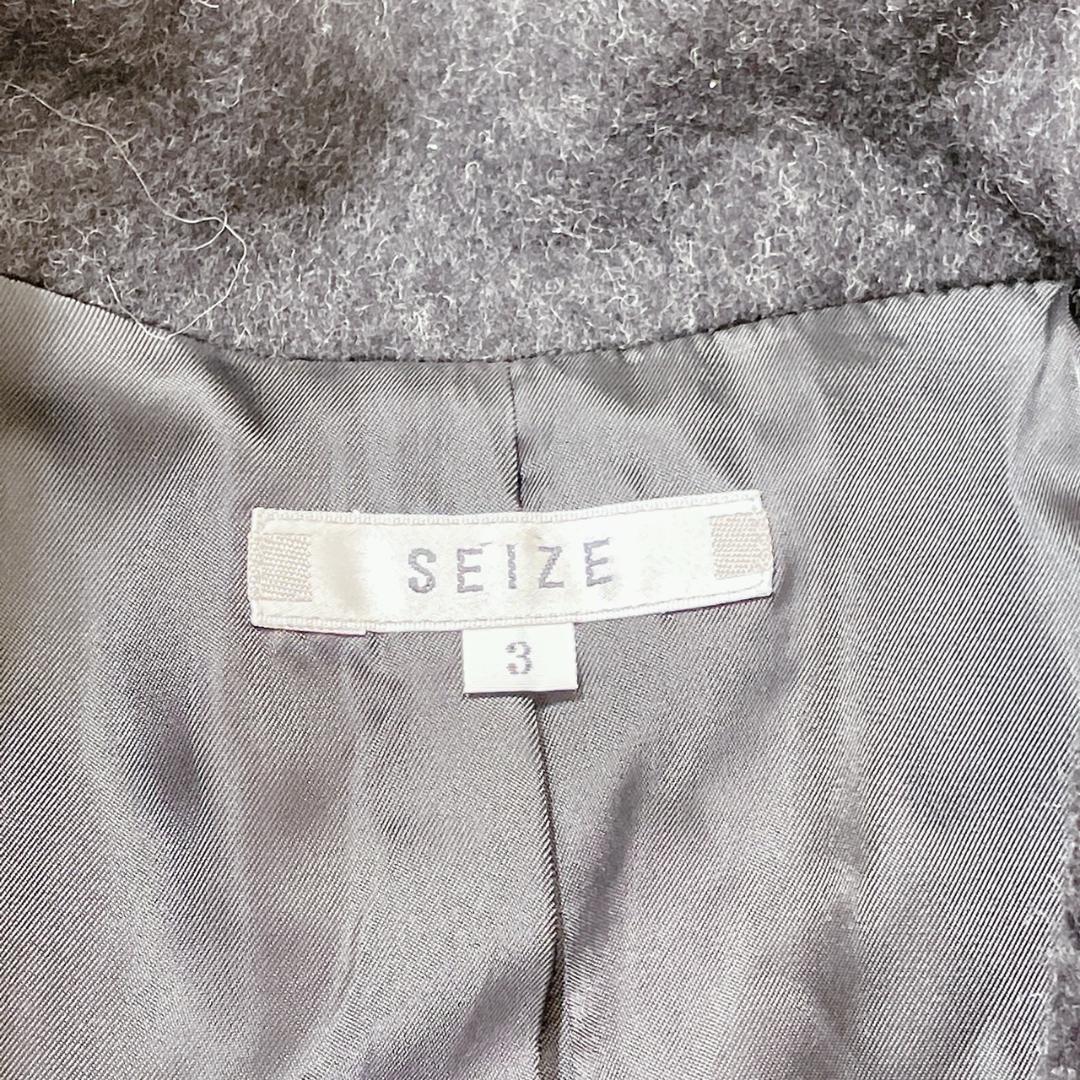 【16691】 SEIZE セーズ セミロングコート テーラードジャケット ブラック 3 M L 上品 女性 ワイド ゆったり