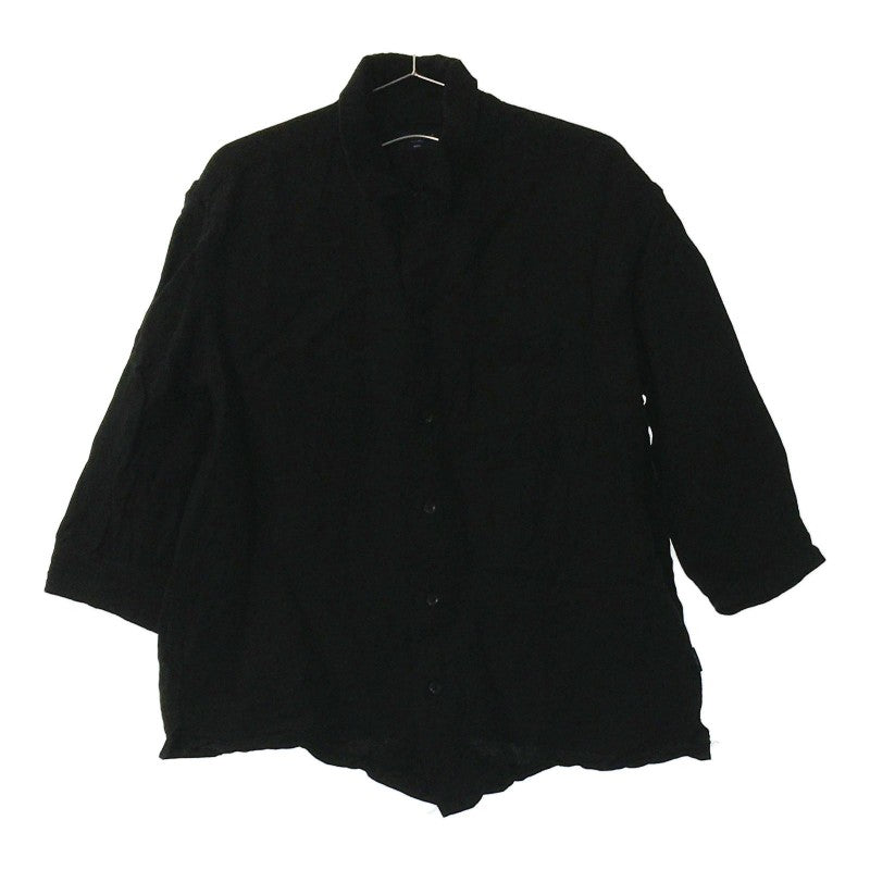 【16764】BACK NUMBER バックナンバー 七分丈シャツ M 黒 ブラック 胸ポケット カジュアル シンプル 無地 麻レーヨン混在