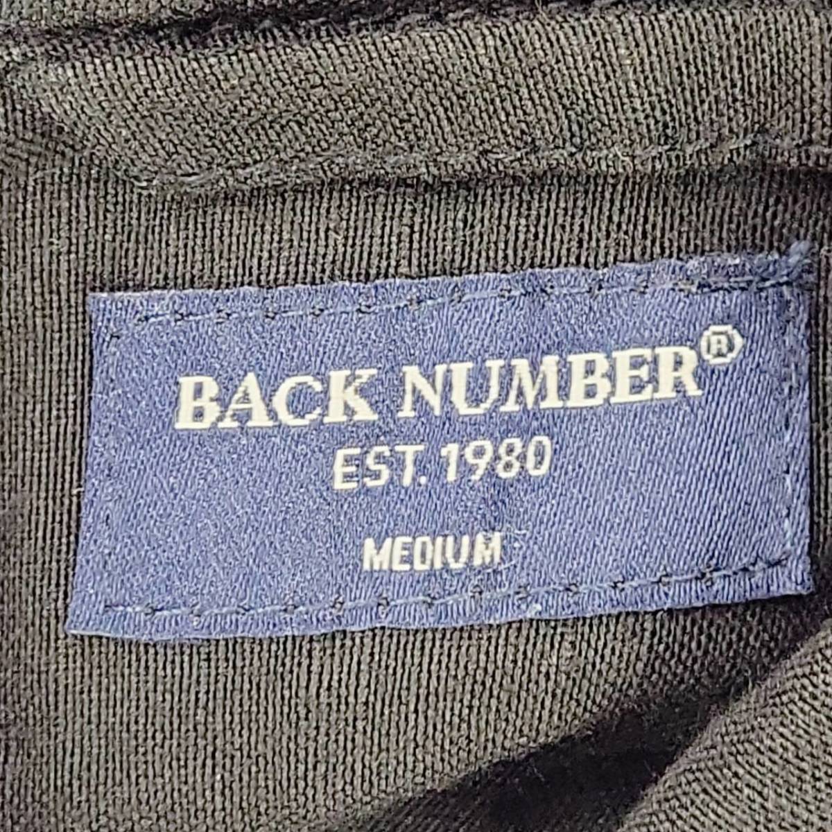 【16764】BACK NUMBER バックナンバー 七分丈シャツ M 黒 ブラック 胸ポケット カジュアル シンプル 無地 麻レーヨン混在