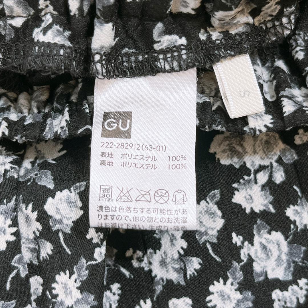 【16767】 GU ジーユー スカート ロング S ブラック 花柄 ガーリー おしゃれ 総柄 大人っぽい フレア ロング丈 きれいめ