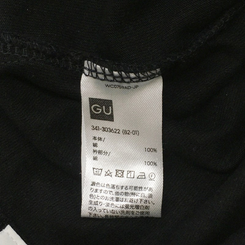 【16806】 GU ジーユー 半袖シャツ サイズXL ブラック カジュアル ロゴ ボーダー シンプル フロントボタン コラボ ポロシャツ メンズ