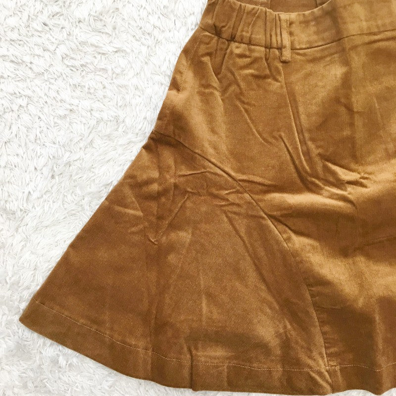 【16911】 Heather ヘザー ミニスカート サイズF ブラウン フレアスカート カジュアル 無地 シンプル コーデュロイ レディース