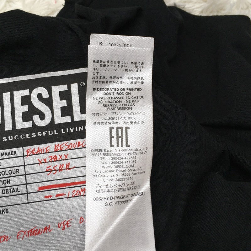 【16918】 新古品 DIESEL ディーゼル 七分袖Tシャツ カットソー サイズXXS ブラック グラフィック プリント カットオフ レディース