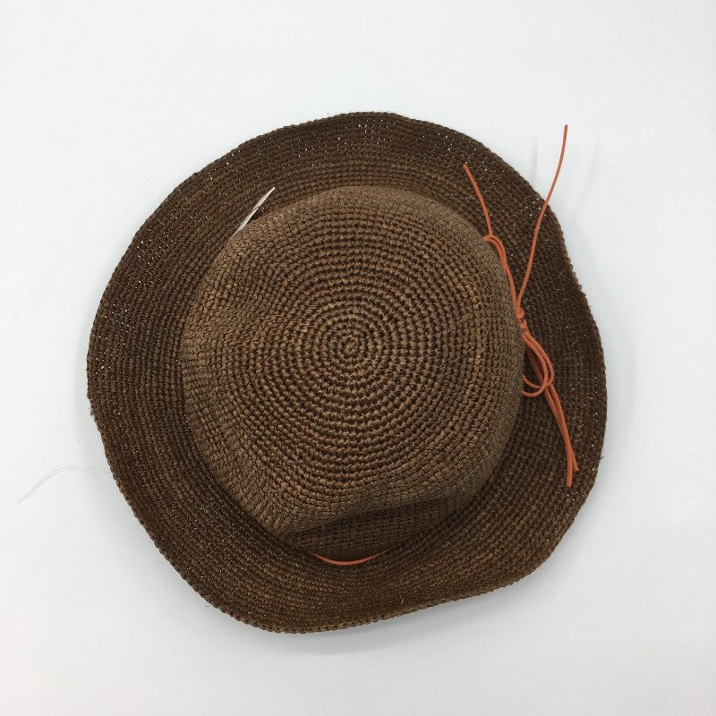 【17031】 新古品 grove グローブ 帽子 サイズ00 ブラウン 麦わら帽子 可愛い リボン 折り畳み 通気性 天然素材 レディース 定価3500円