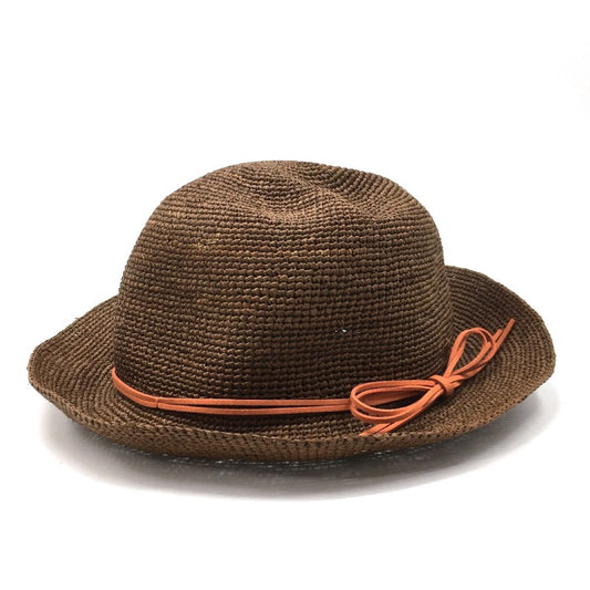 【17036】 新古品 grove グローブ 帽子 サイズ00 ブラウン 麦わら帽子 リボン 折り畳み 通気性 天然素材 可愛い レディース 定価3500円