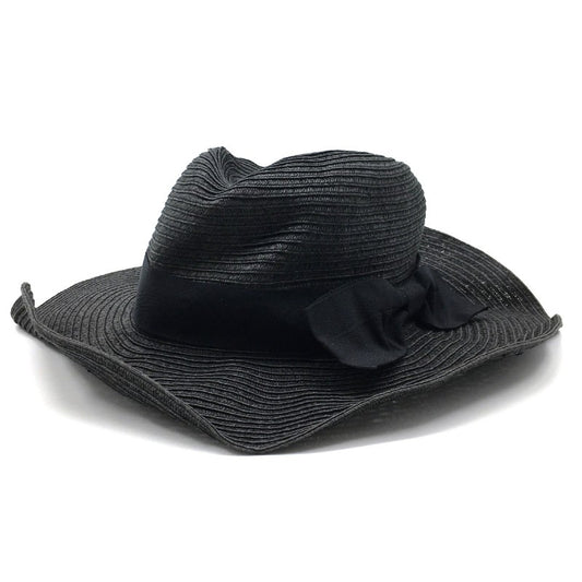 【17041】 新古品 DRESKIP ドレスキップ ハット 帽子 サイズ00 ダークグレー リボン カジュアル アウトドア レディース 定価2590円