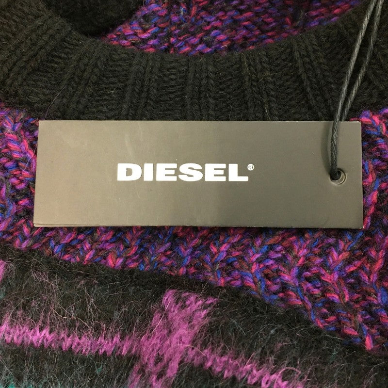 【17196】 新古品 DIESEL ディーゼル ニット サイズXS パープル ざっくり クルーネック 個性的 プルオーバー 寒色系 厚手 防寒 レディース