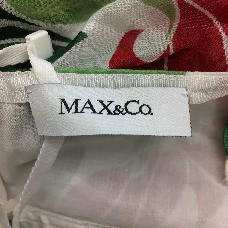 【17321】 新古品 MAX&Co. マックスアンドコー ロングワンピース サイズ44 / 約XXL ホワイト 花柄 可愛い 肩紐 後ろファスナー レディース