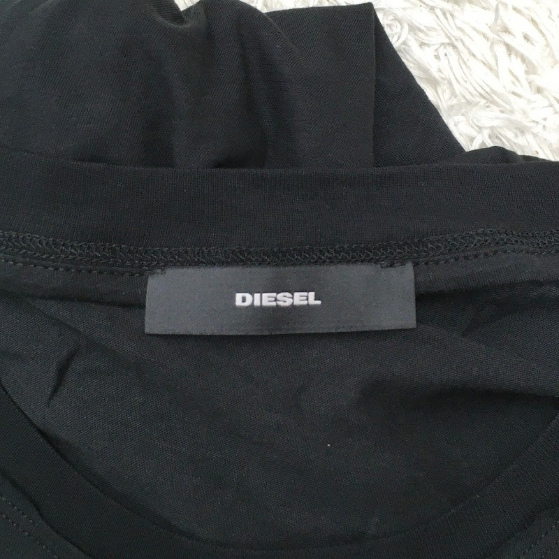 【17474】 新古品 DIESEL ディーゼル 七分袖Tシャツ カットソー サイズXXS ブラック グラフィック プリント カットオフ レディース