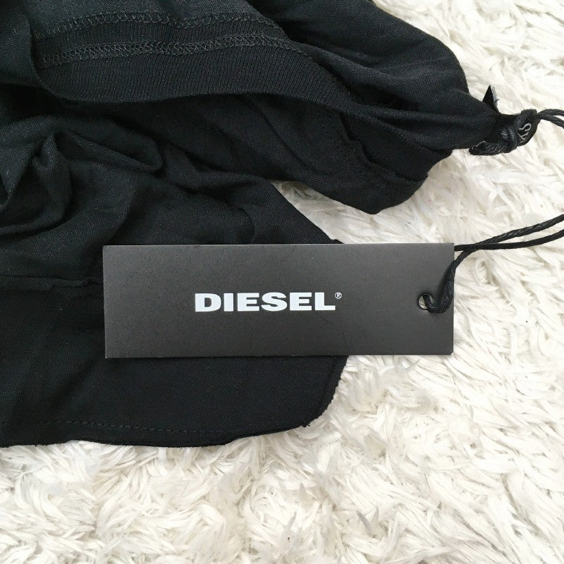 【17474】 新古品 DIESEL ディーゼル 七分袖Tシャツ カットソー サイズXXS ブラック グラフィック プリント カットオフ レディース