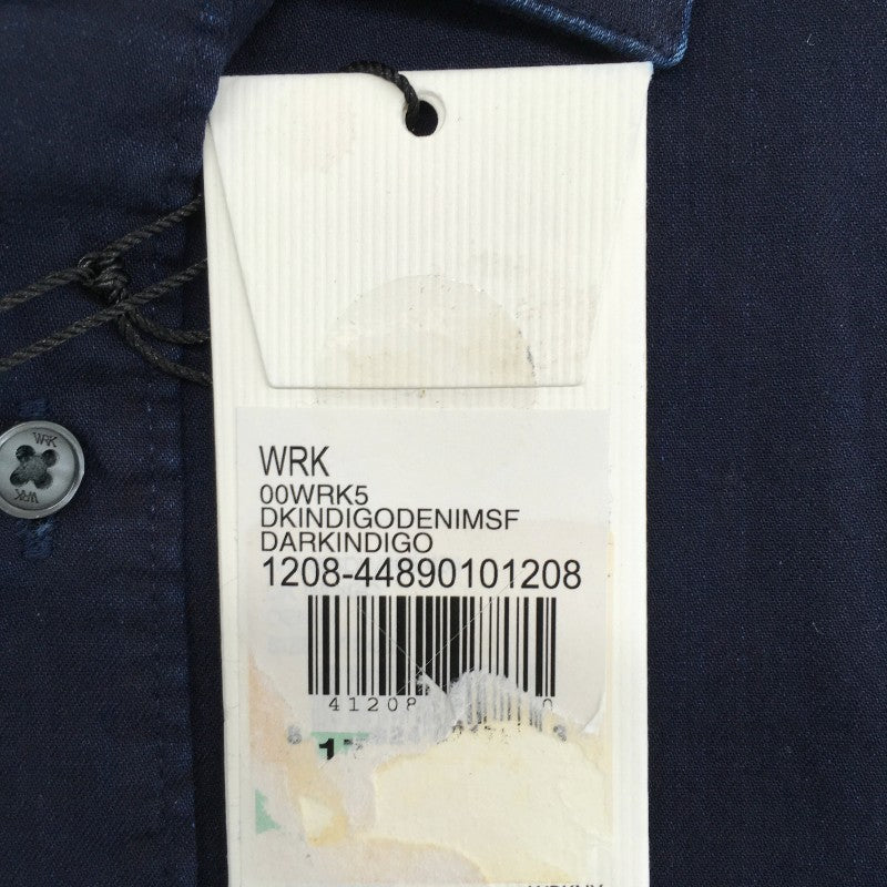 【17549】 新古品 WRK INDIGO インディゴ 長袖シャツ サイズ17 / 約XL(LL) ネイビー 無地 シンプル カジュアル シンプル ボタン メンズ