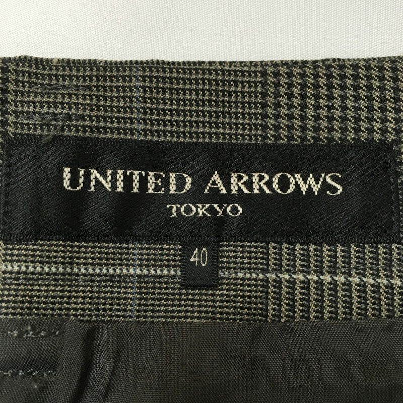 【17597】 UNITED ARROWS ユナイテッドアローズ ひざ丈スカート サイズ40 / 約L グレー チェック シック 上品 おしゃれ レディース